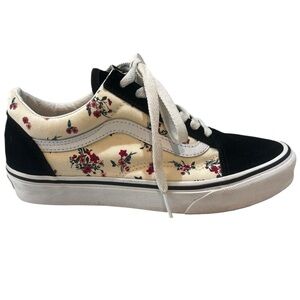 Vans Women's Floral Canvas Suede Old School EUC 6
